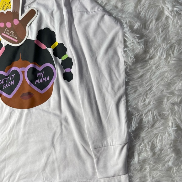 Elle Olivia Toddler Girls Pig Tail Get It From My Mama Top Size 5T - White-New - Picture 4 of 10
